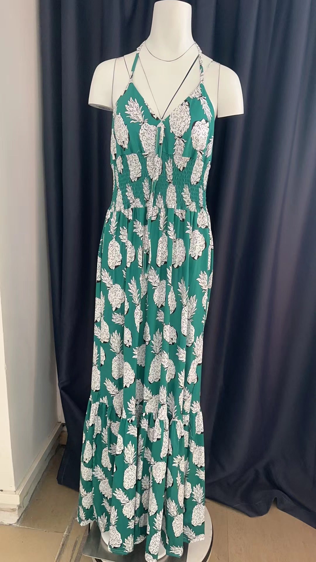 Halter Neck Strapless High Waist Printed Long Sexy Women's Dress 19