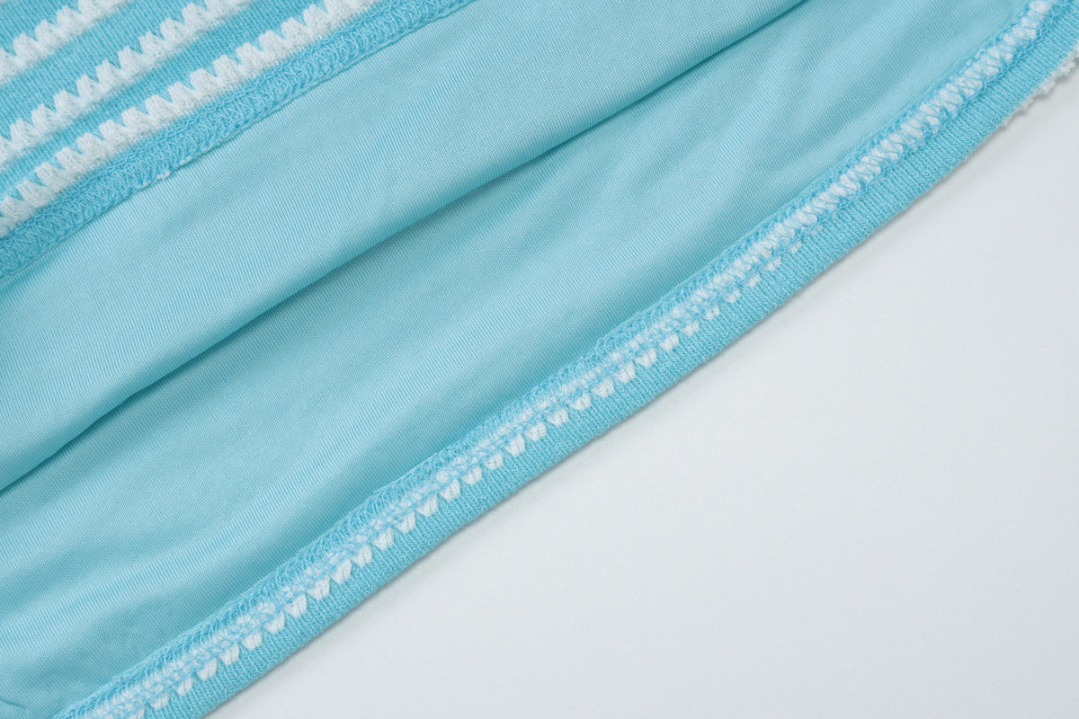 Women Summer Sexy Backless Lace-up Top Striped Shorts Two-Piece Set 13