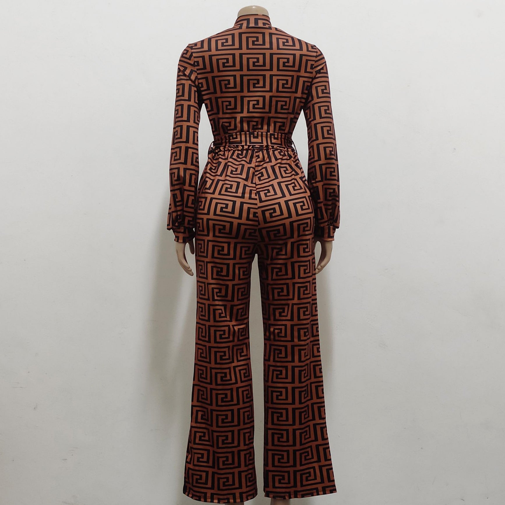 Sexy Fashion Printing Long-Sleeved V-Neck Jumpsuit 10