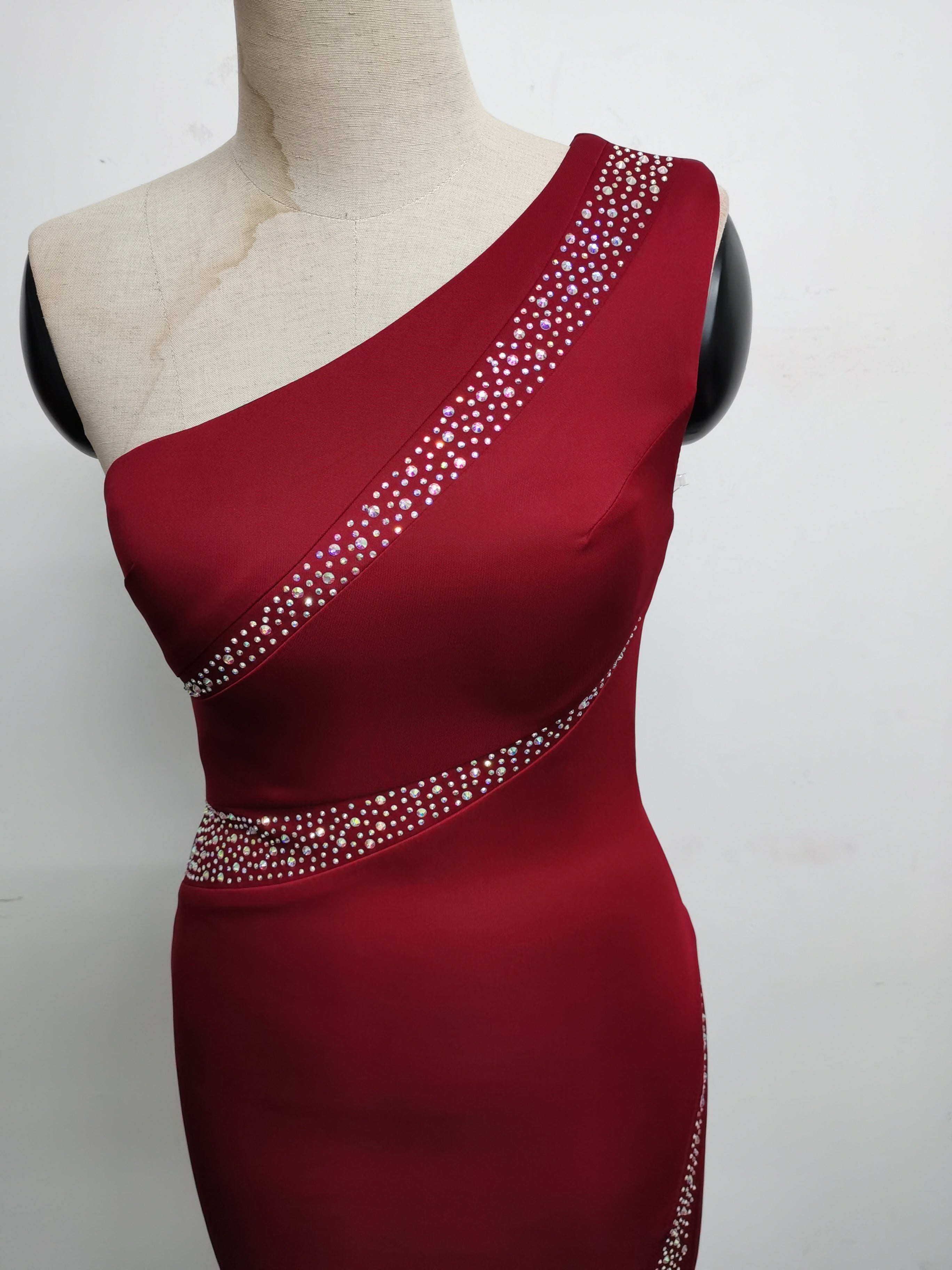 Summer formal beaded one shoulder mermaid evening dress 35
