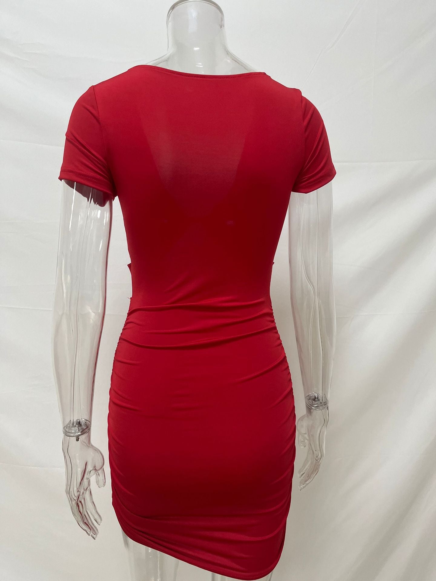 Women Summer Sexy V-Neck Short Sleeve Bodycon Dress 30