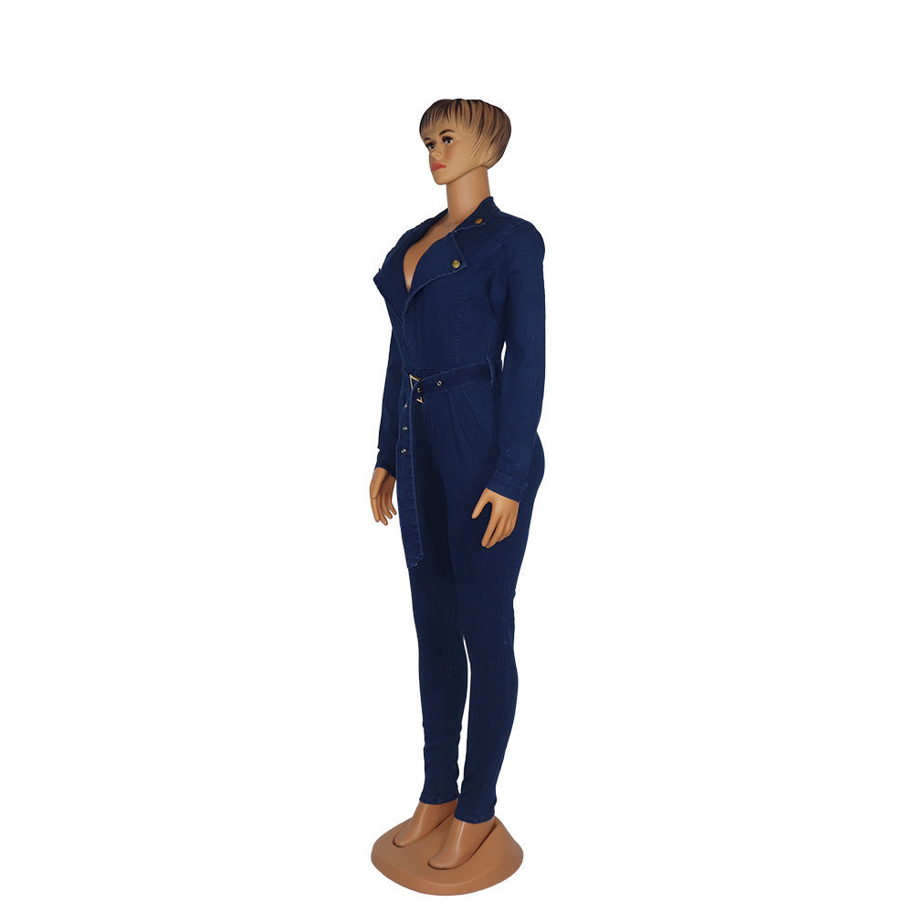 African Women Sexy Denim Jumpsuit 7