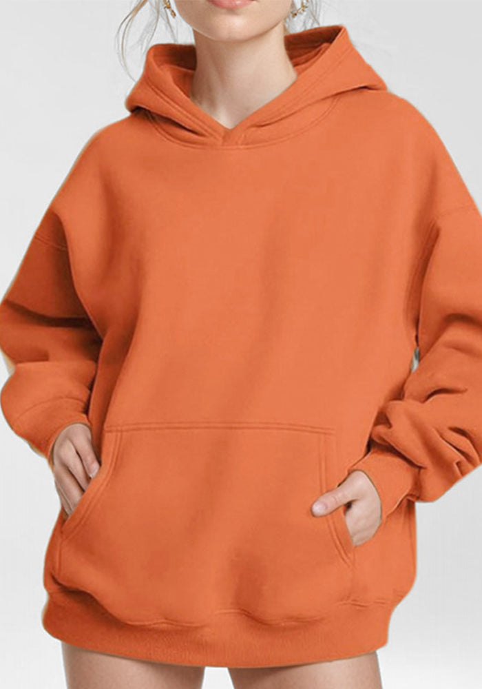 Autumn Loose Solid Color Hooded Pocket Fashion Hoodies