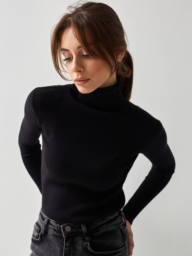 Autumn Turtleneck Pullover Sweater Knitting Basic Shirt For Women 11