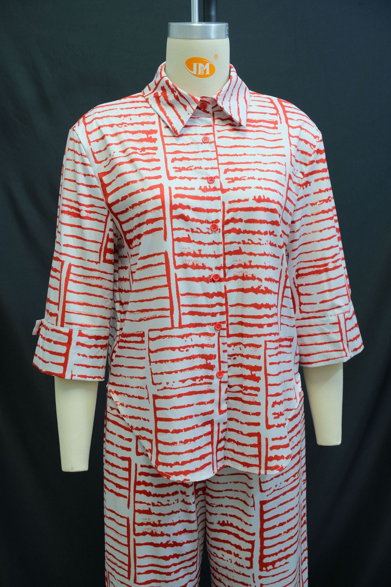 Women's Summer Printed Three-Quarter Sleeve Shirt & Loose Top Trousers Set 9