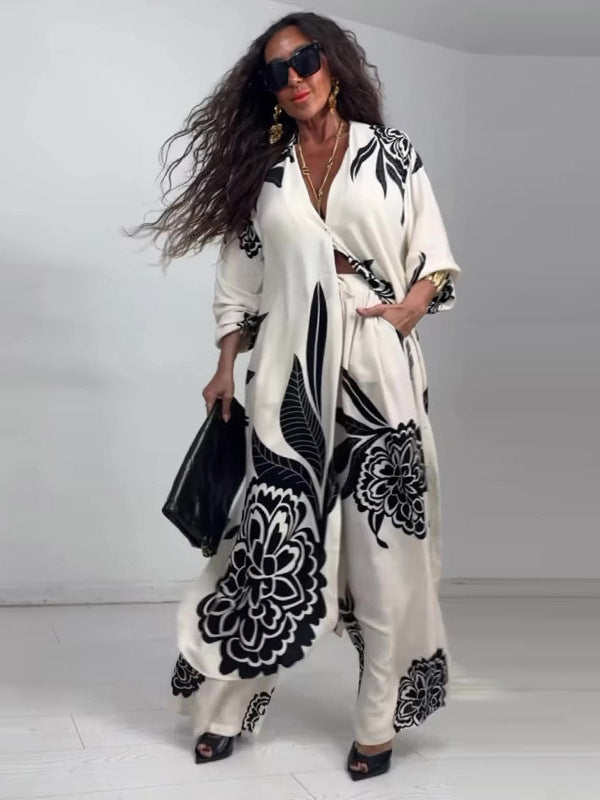 Summer Elegant Sexy Printed Top + Wide-Leg Pants Two-Piece Set 6