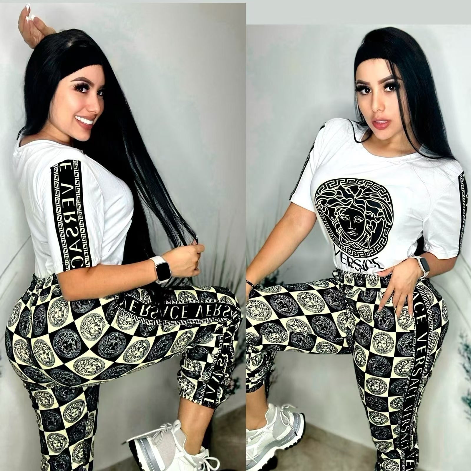 Women Print Top and Pants Two Piece Set 5