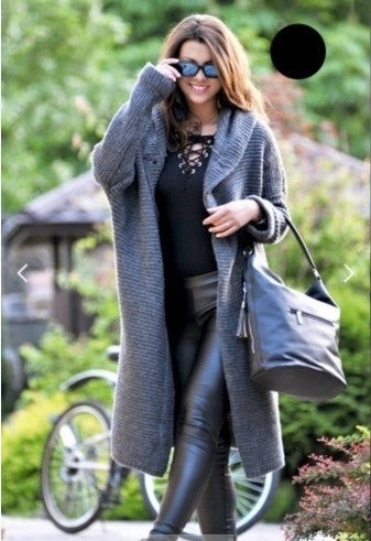 Plus Size Women Fall/Winter Long Sleeve Hooded Cardigan Sweater Jacket 4