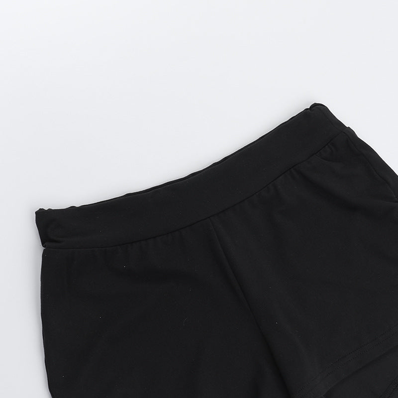 Women's Fashion Summer Set High Waist Solid Color Shorts and Halter Neck Flower Top 14