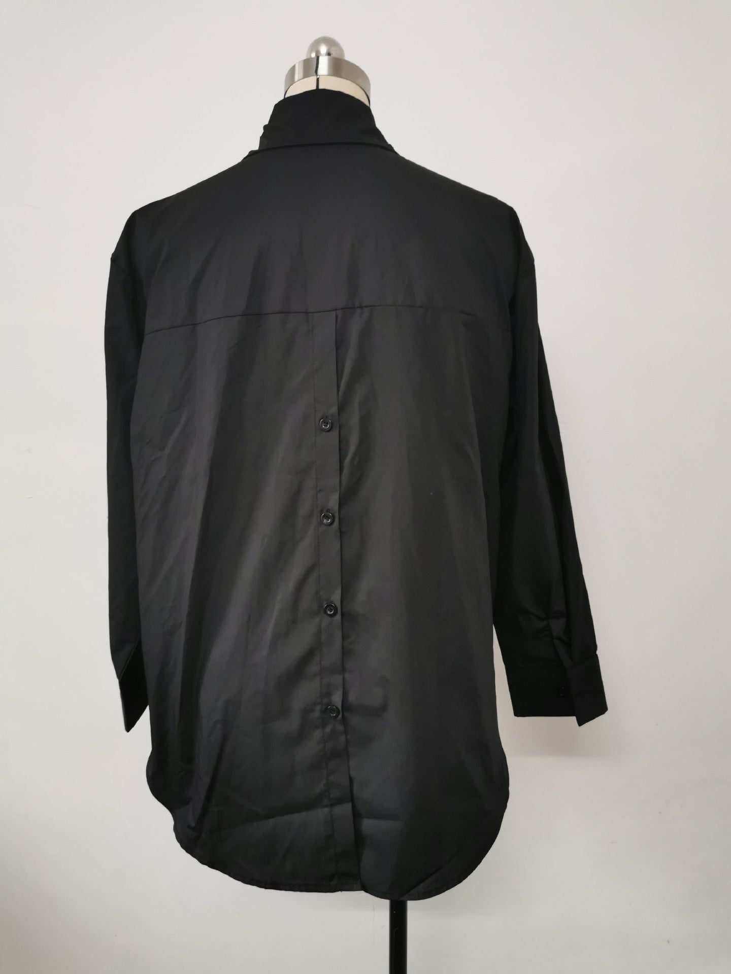 Women Solid Style Long Sleeve Back Slit Loose Shirt 26