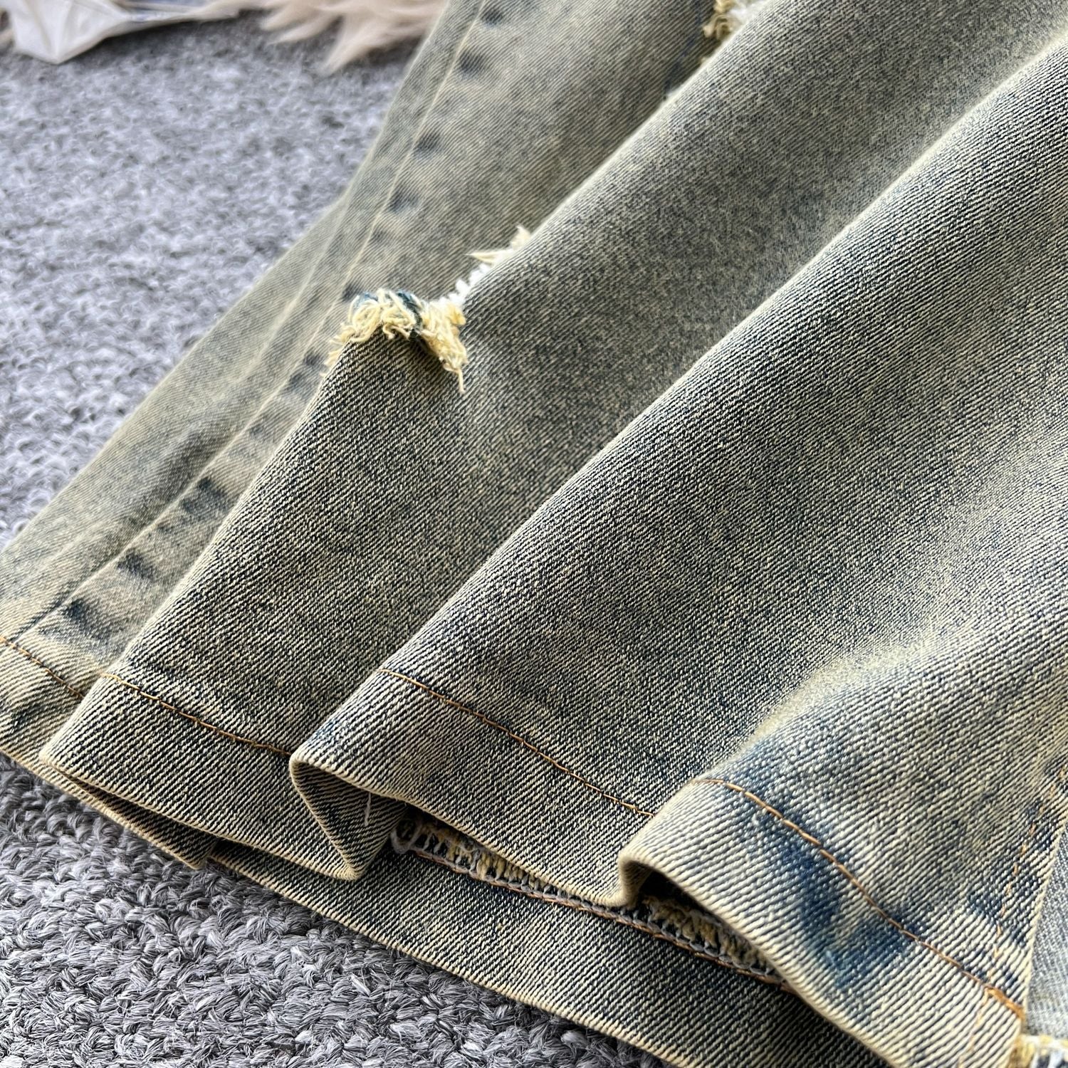 Turn Down Collar Distressed Denim Halter Top Slit Skirt Set 20