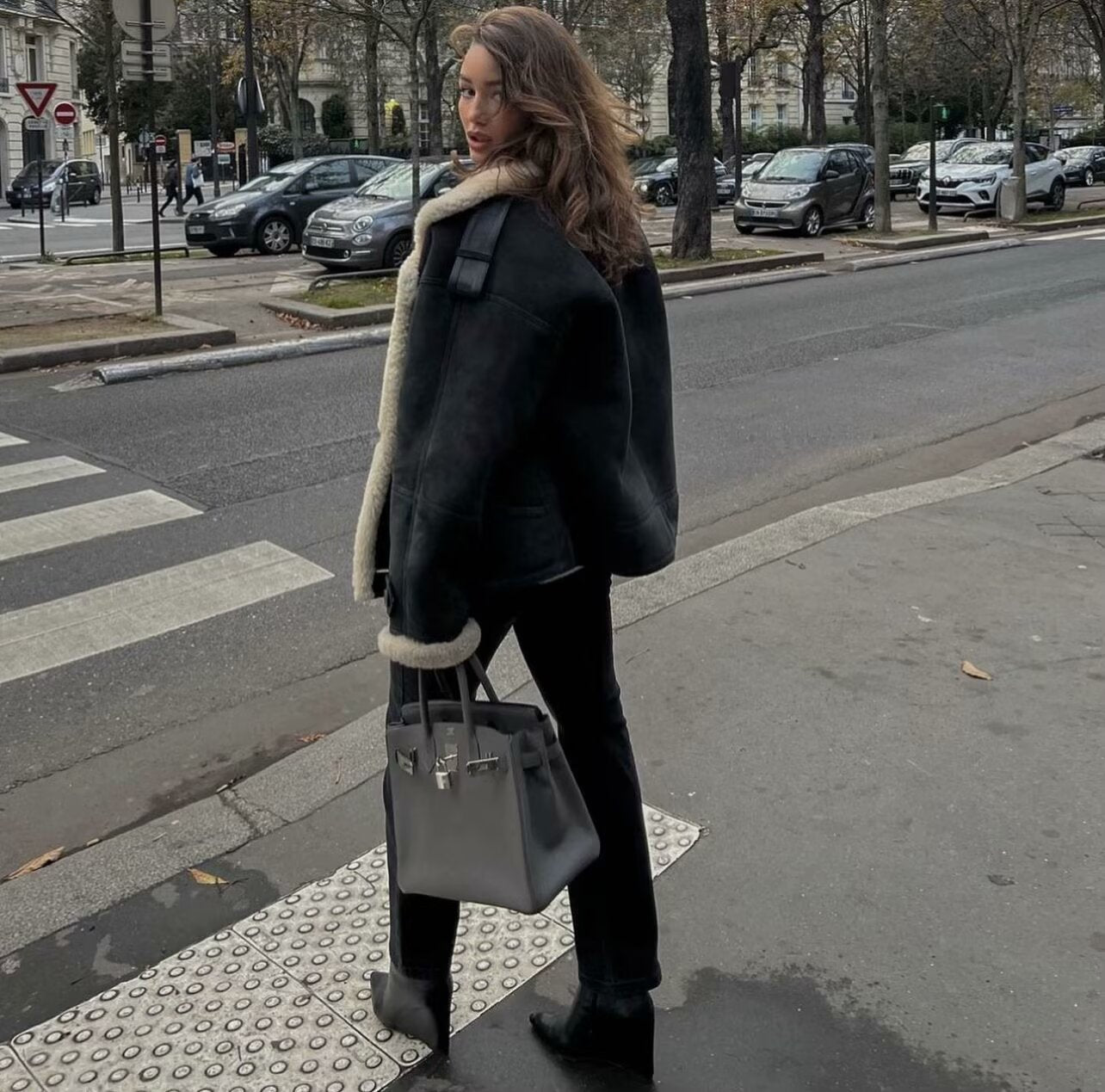 Women winter Turndown Collar lamb wool warm jacket 6