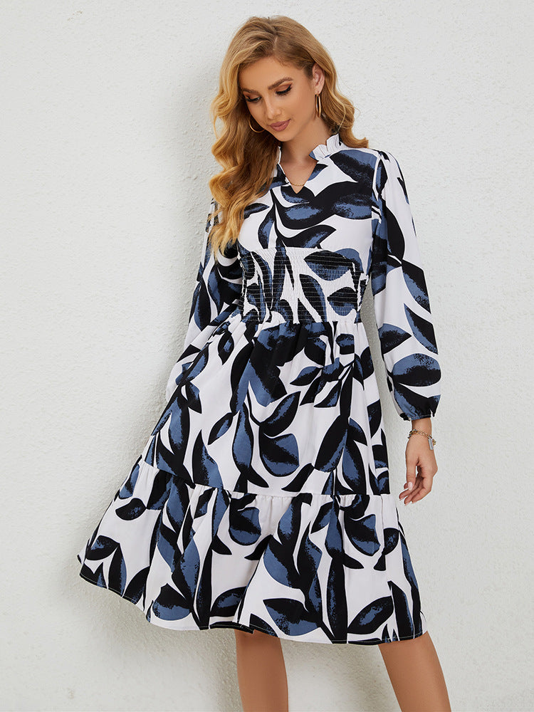 Women Printed Long Sleeve Casual Dress 3