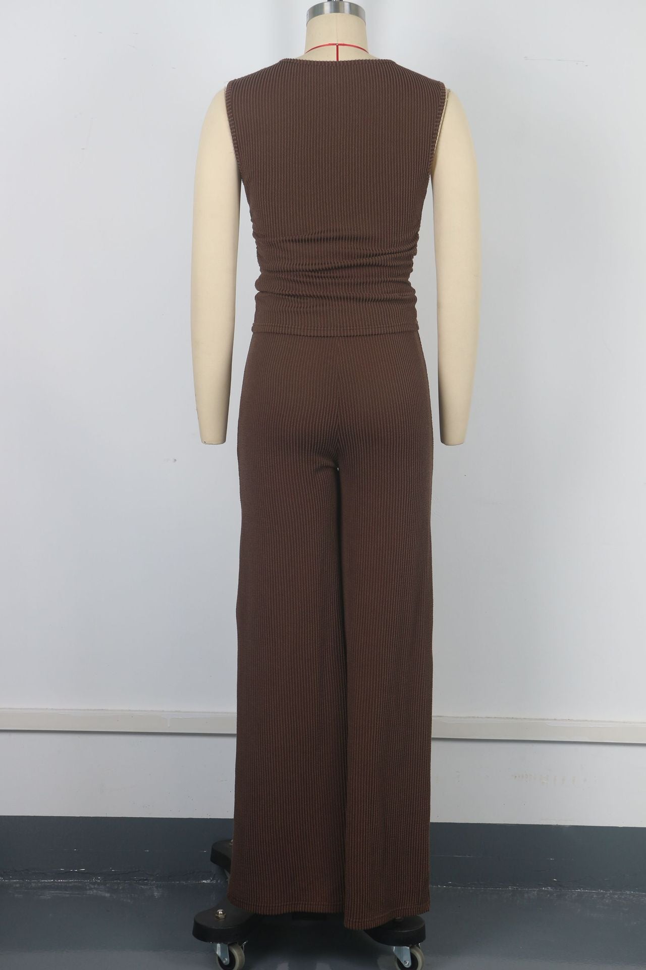 Women Casual Round Neck sleeveless Top and trousers Two Piece Set 8