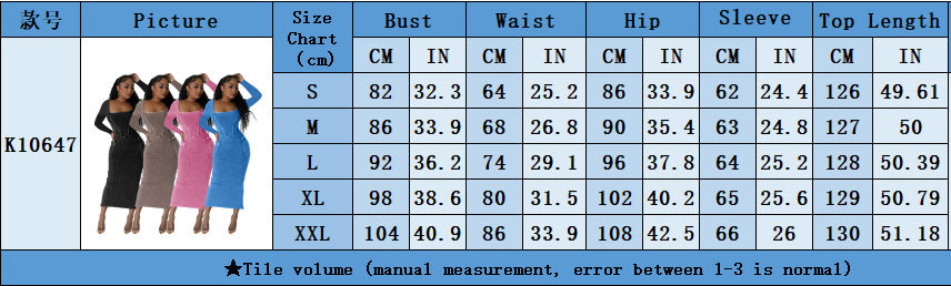 Women Sexy Long Sleeve Square Neck Slit Dress 12