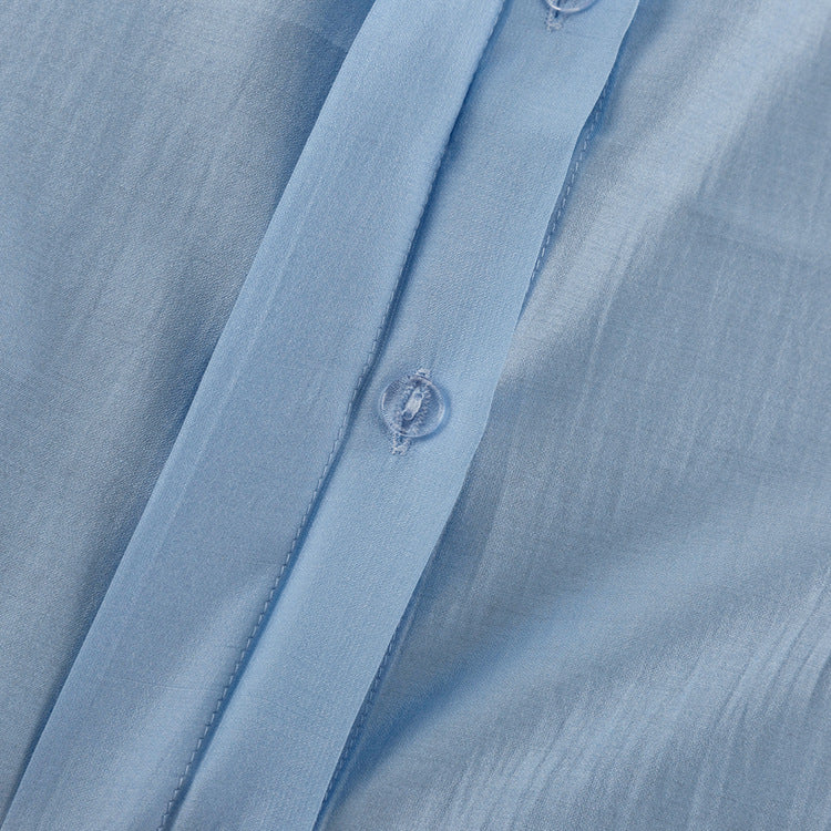 Women's fashion casual long-sleeved solid color shirt chic career top 14