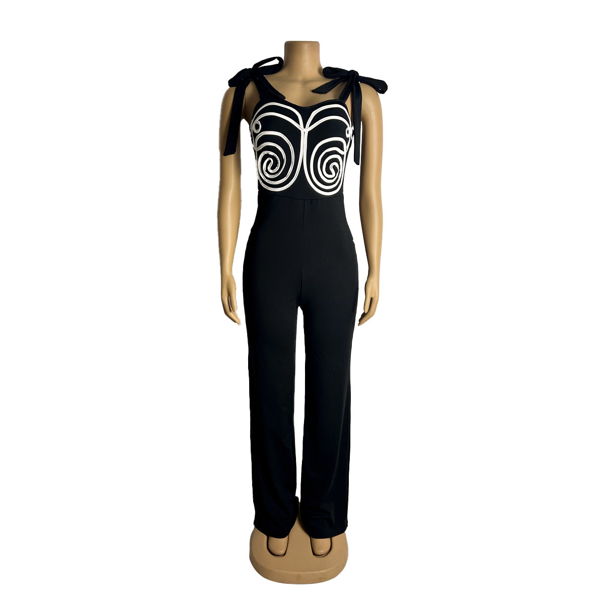 Women Party Geometric Ribbon Embroidered Jumpsuit 7