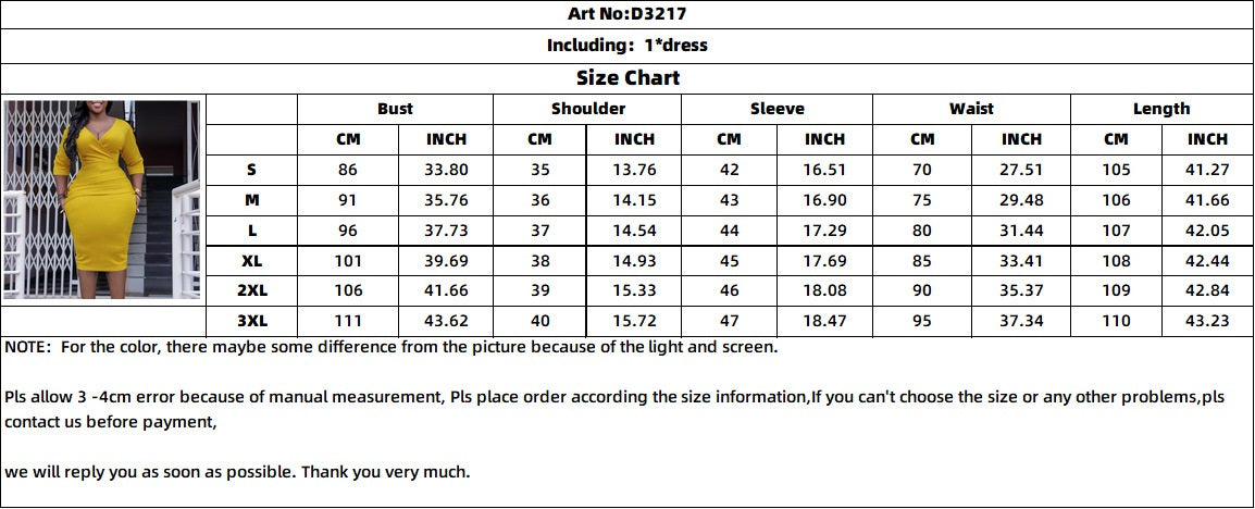 Women's V Neck Chic Bodycon OL Career Africa Plus Size Dress 9