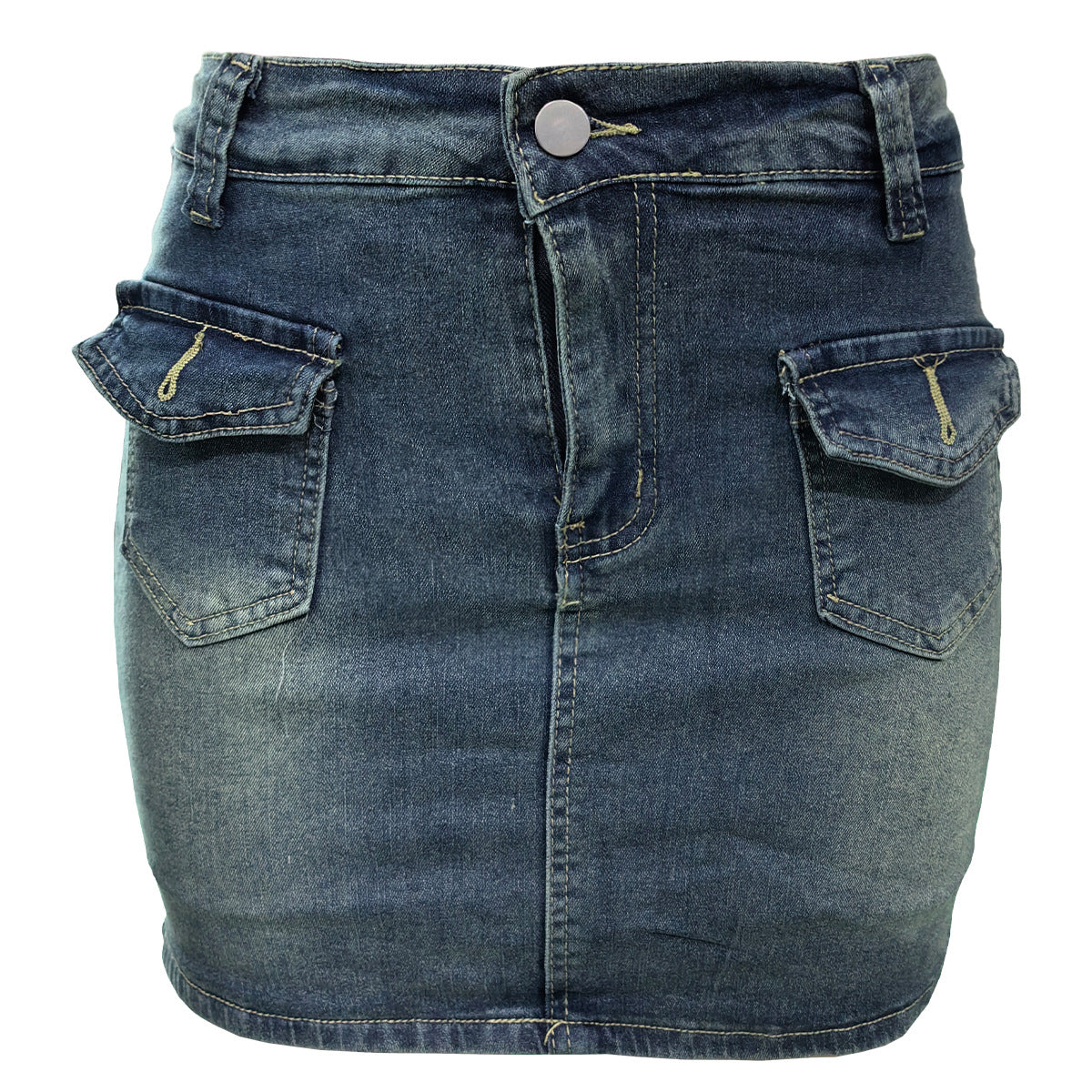 Washed Pocket Slim Women Denim Skirt 6