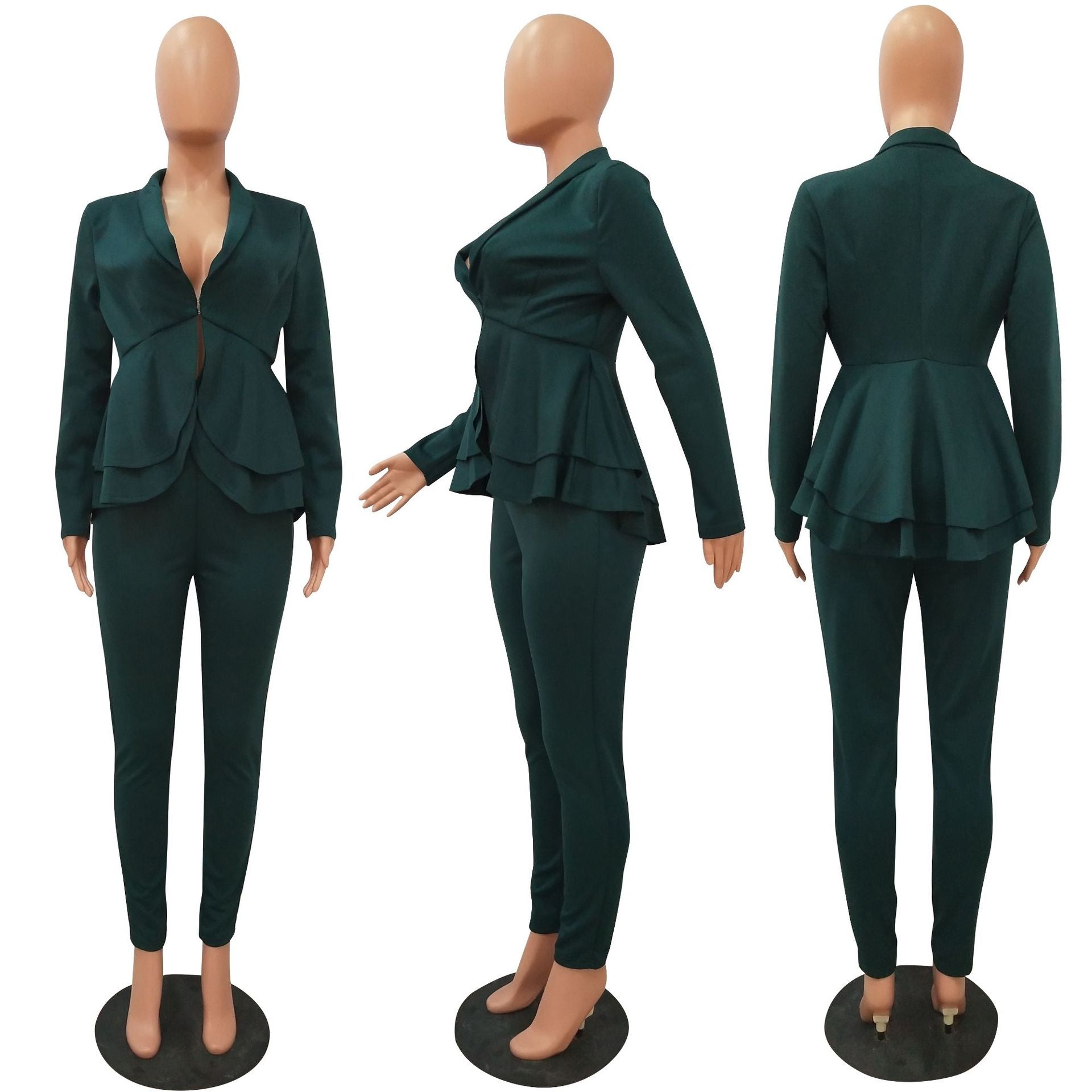 Fashion Ruffle Career Suit Casual Two Piece Set 33