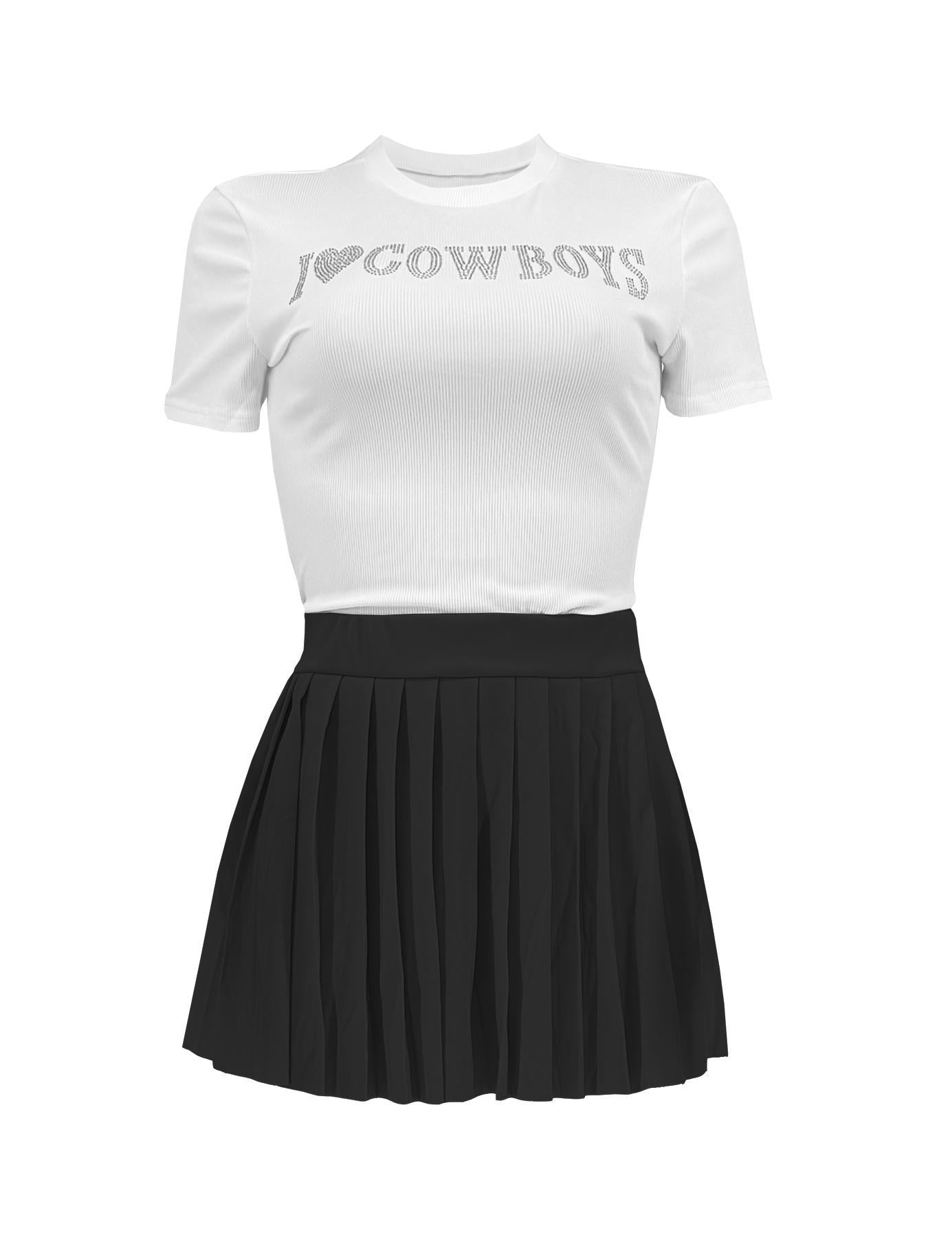 Women Casual Top and Pleated Skirt Two-piece Set 14