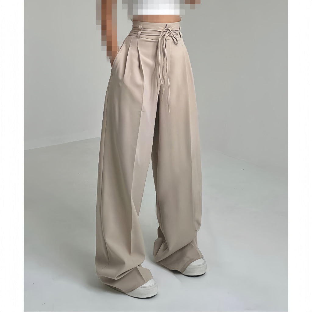 Women's Casual Solid Color High-Waist Wide-Leg Pants 3