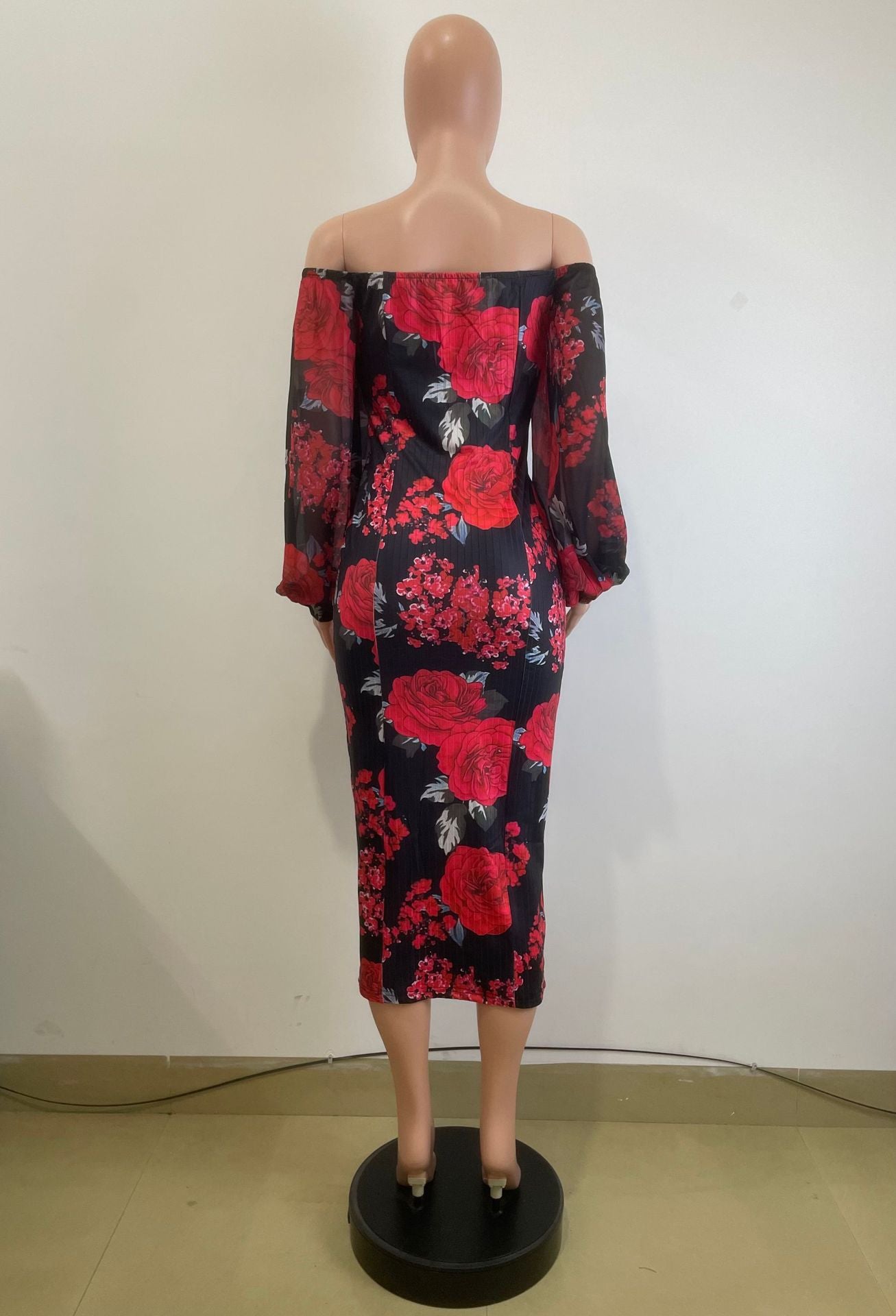 Women's Print Off-Shoulder Slim Bodycon Dress 7