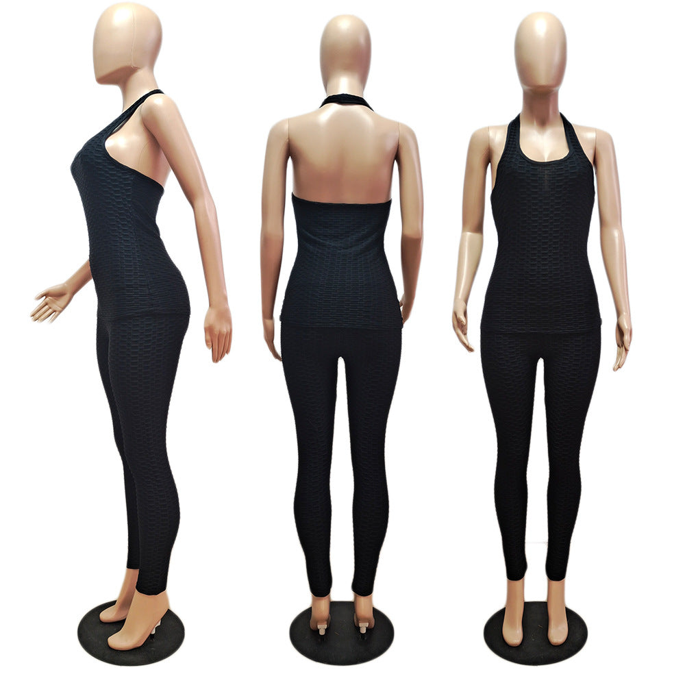 Autumn Winter Women's Sexy Home Workout Three-Piece Butt Lifting Yoga Set 13