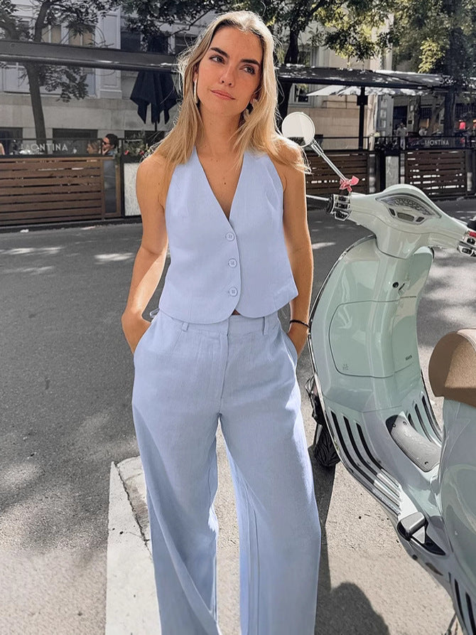 Women Summer Sleeveless Vest and Pants Two Piece Set 8