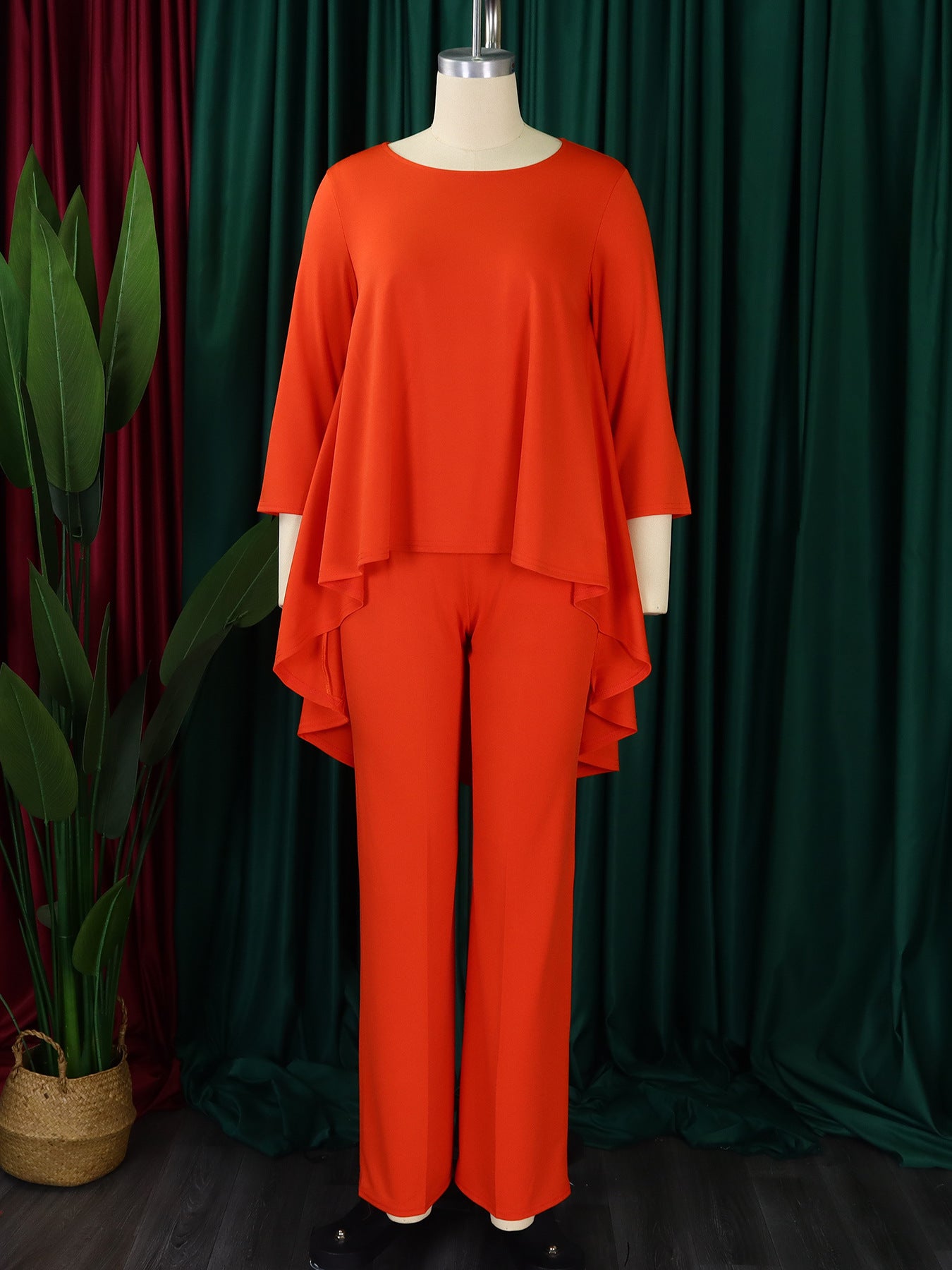 Plus Size Women Long Sleeve Top and Wide Leg Pants Set 8