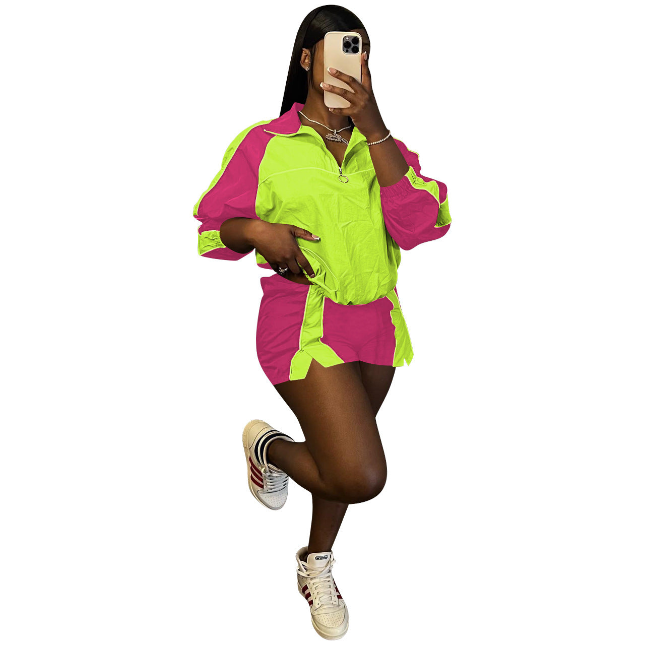 Women's Fashion Casual Multicolor Colorblock Two-Piece Set 10