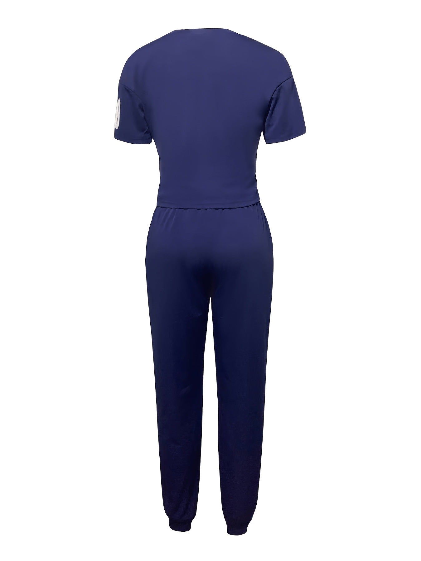 Casual Sporty Print Short-Sleeve Two Piece Pants Set 8