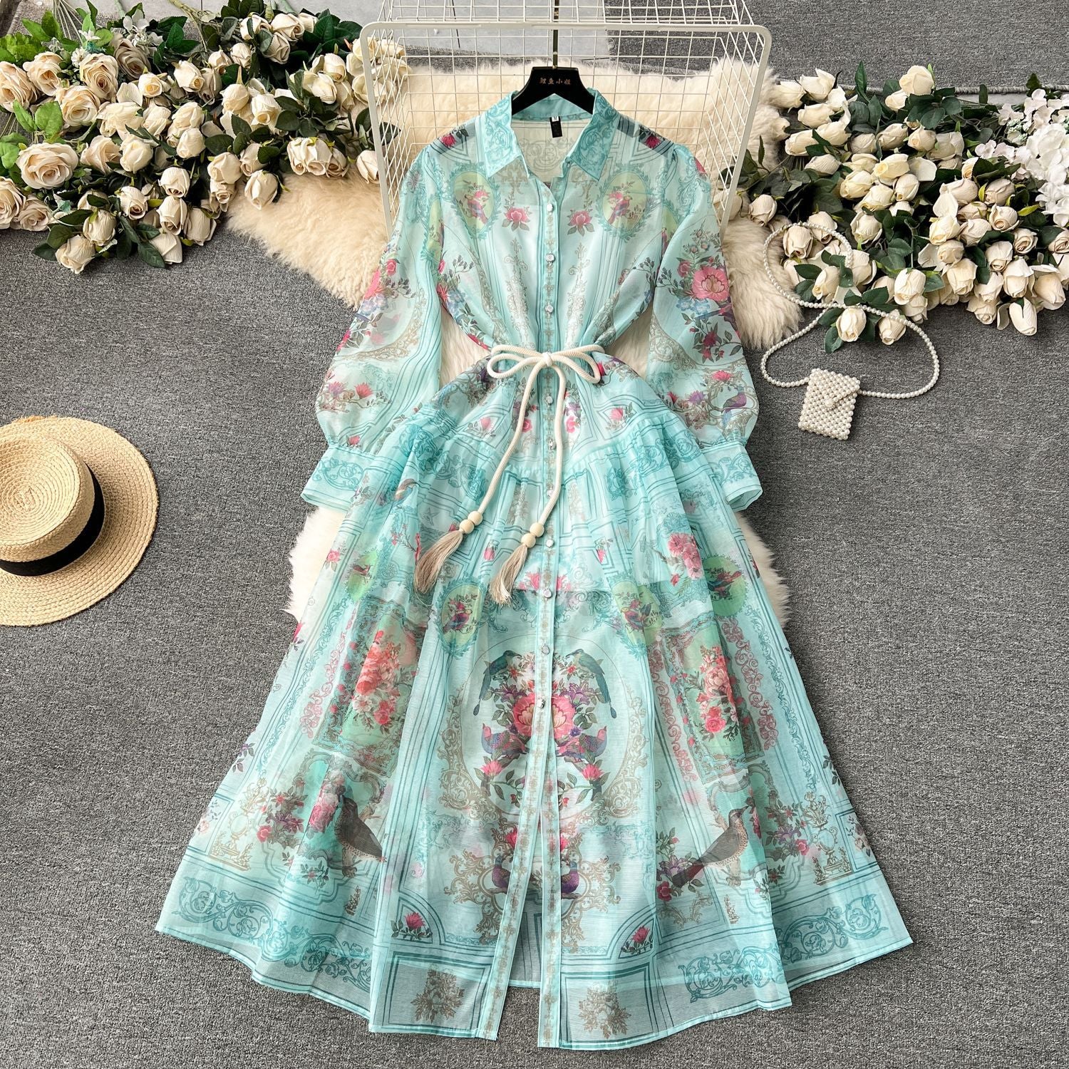 Women Vintage Print Maxi Dress 5