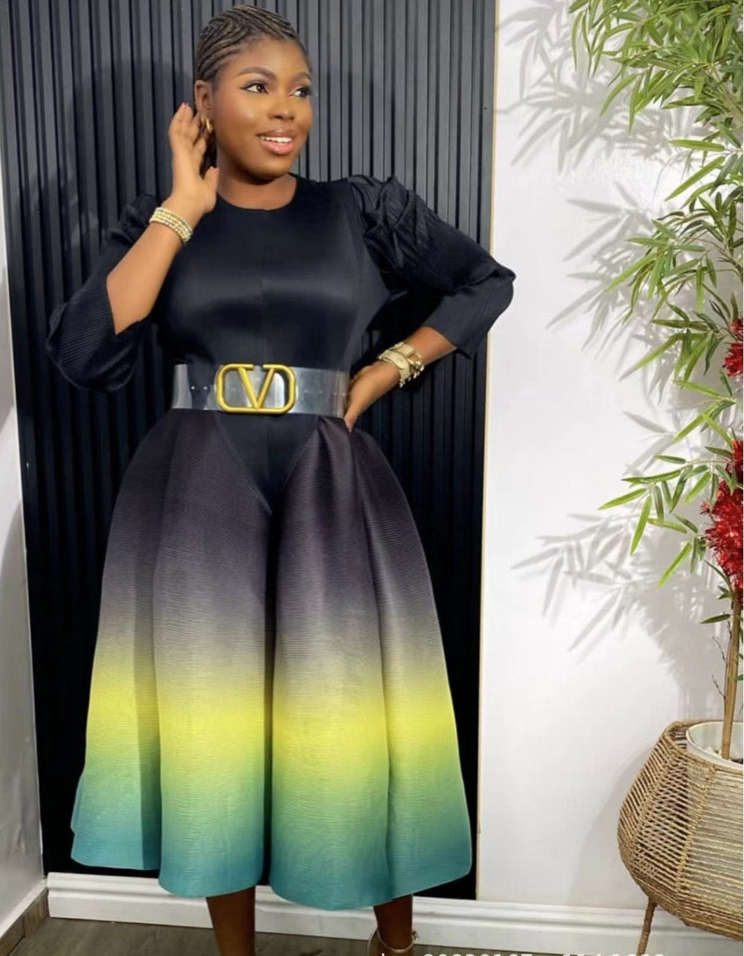 spring and summer women's fashion gradient loose Plus Size elegant dress