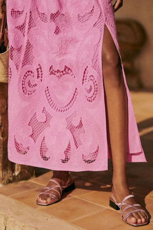 Sleeveless Hollow Casual Loose Holidays Split Two Piece Skirt Set 6