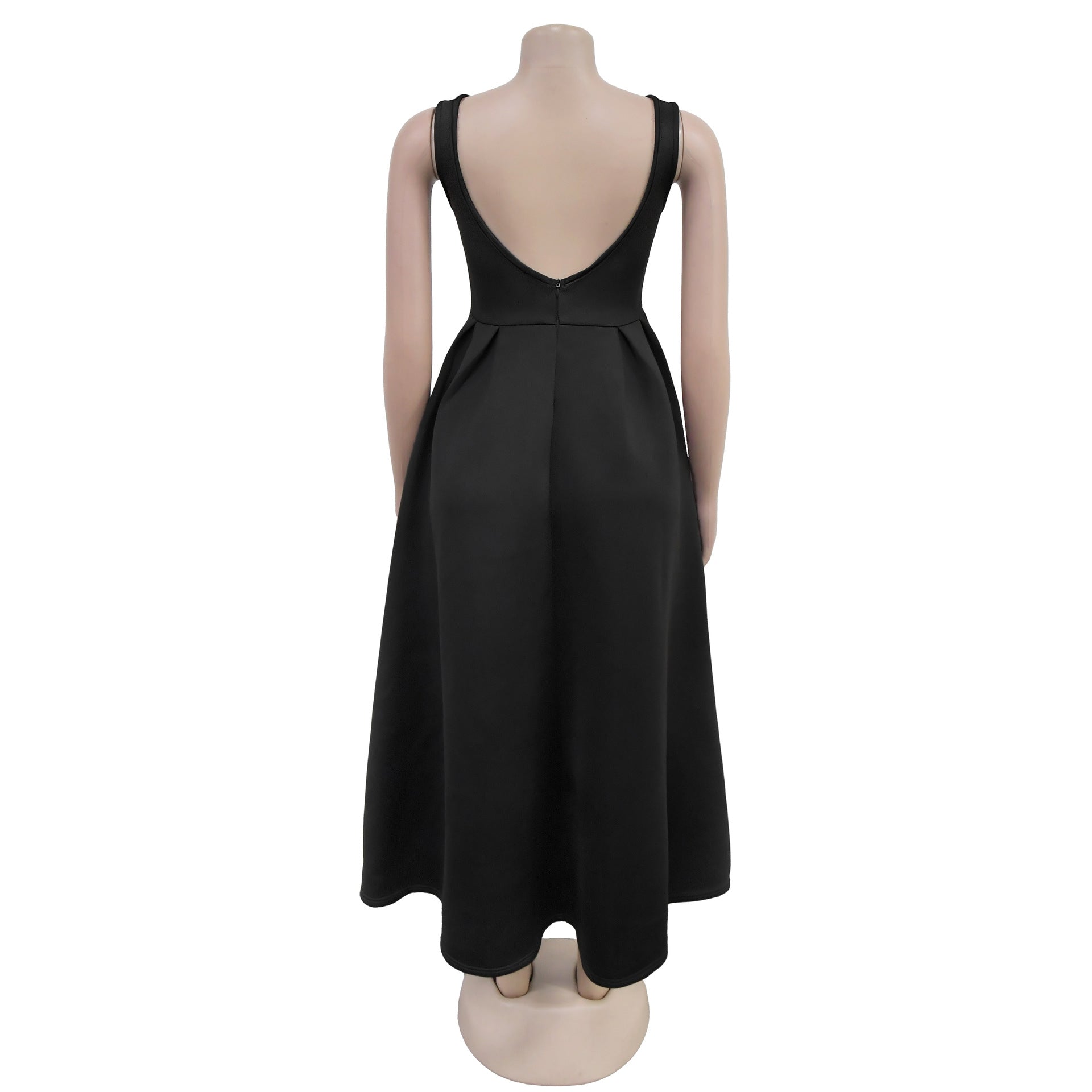 Fashionable women's Low Back retro sleeveless Backless A-line long dress 14