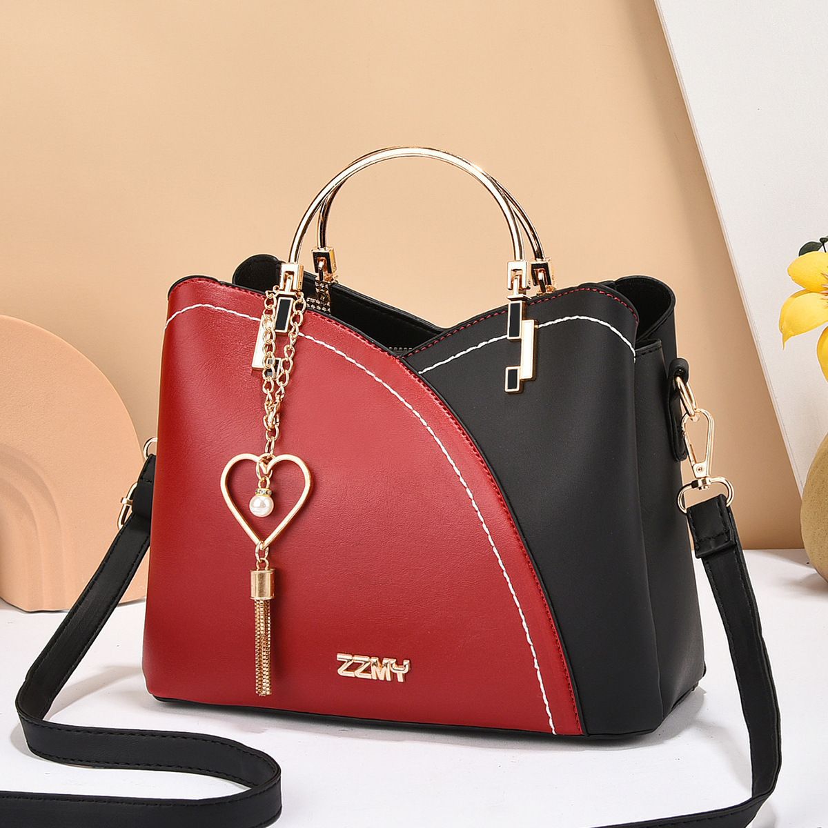 Patchwork Handbag Women's Bag Fashionable And Versatile Pu Leather Stylish Shoulder Crossbody Bag 8