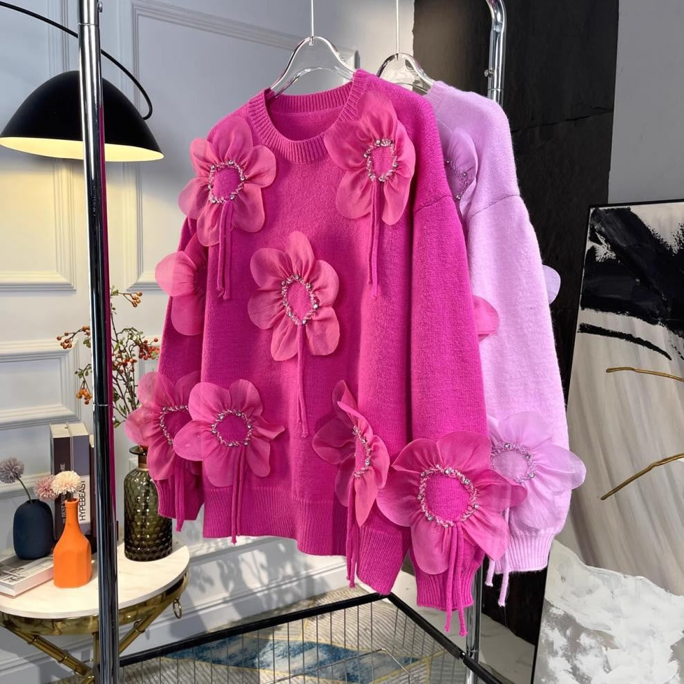 Women flower beaded sweater 9
