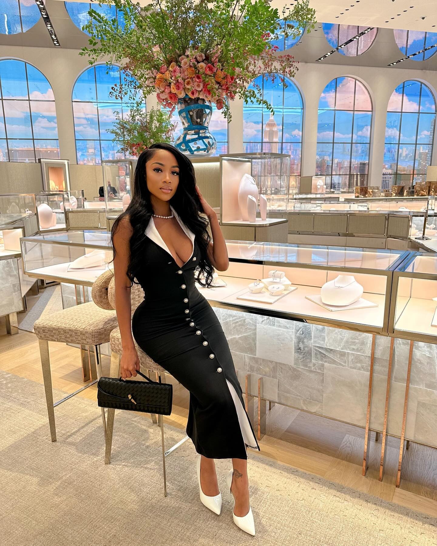 Women Elegant Contrast Button African Dress