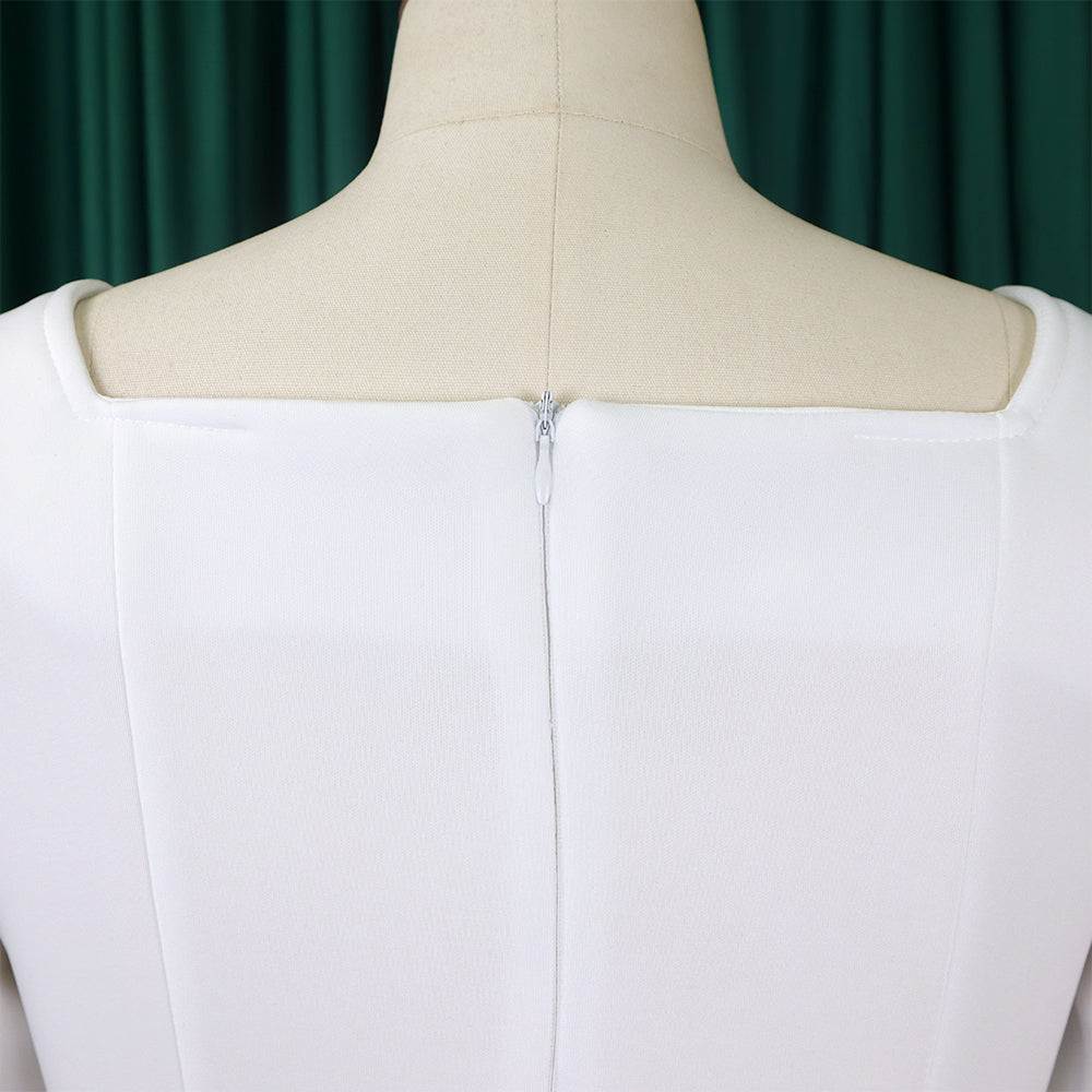 Winter Chic Elegant Fur Decorated Long Sleeve A-Line African Party Dress 35