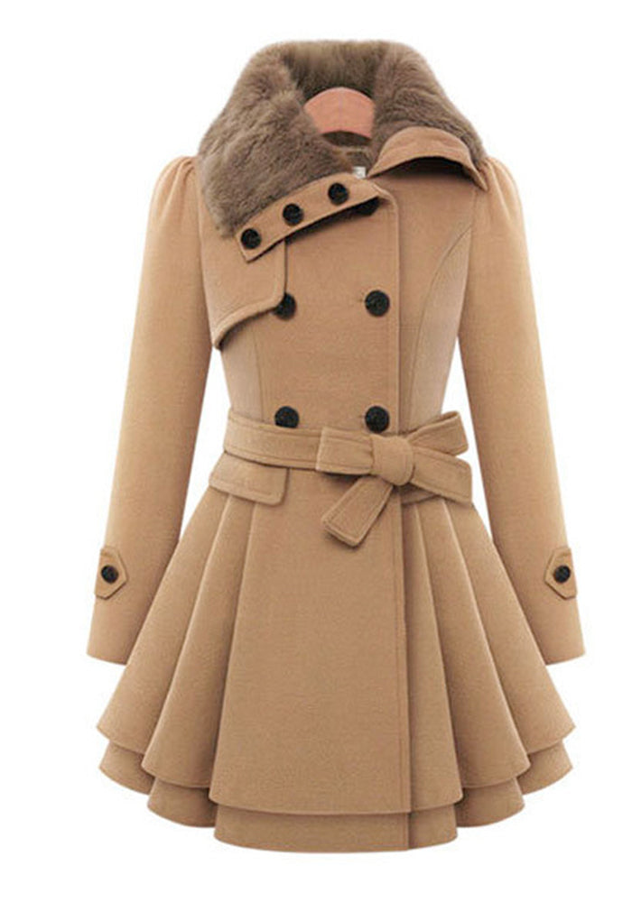 Women's Slim Long Double Breasted Windbreaker For Women