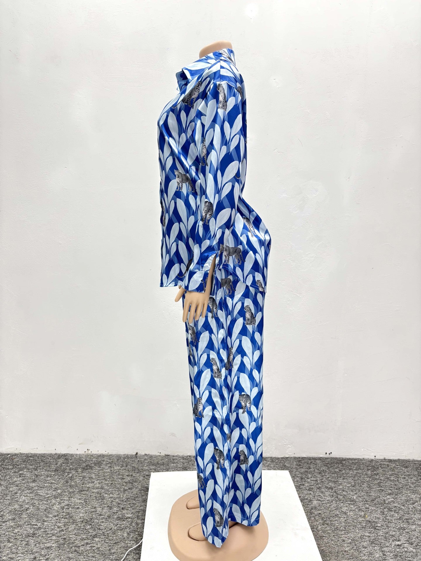 Spring Autumn African Print Casual Shirt Trousers Two-Piece Set 8