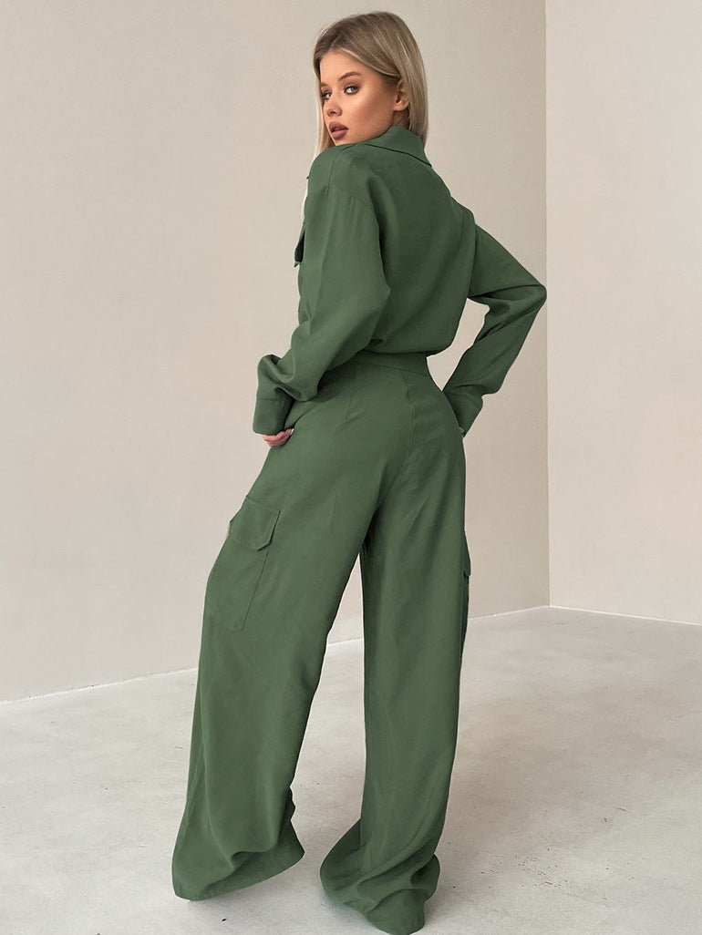 Women American long-sleeved Cargo Jumpsuit 6