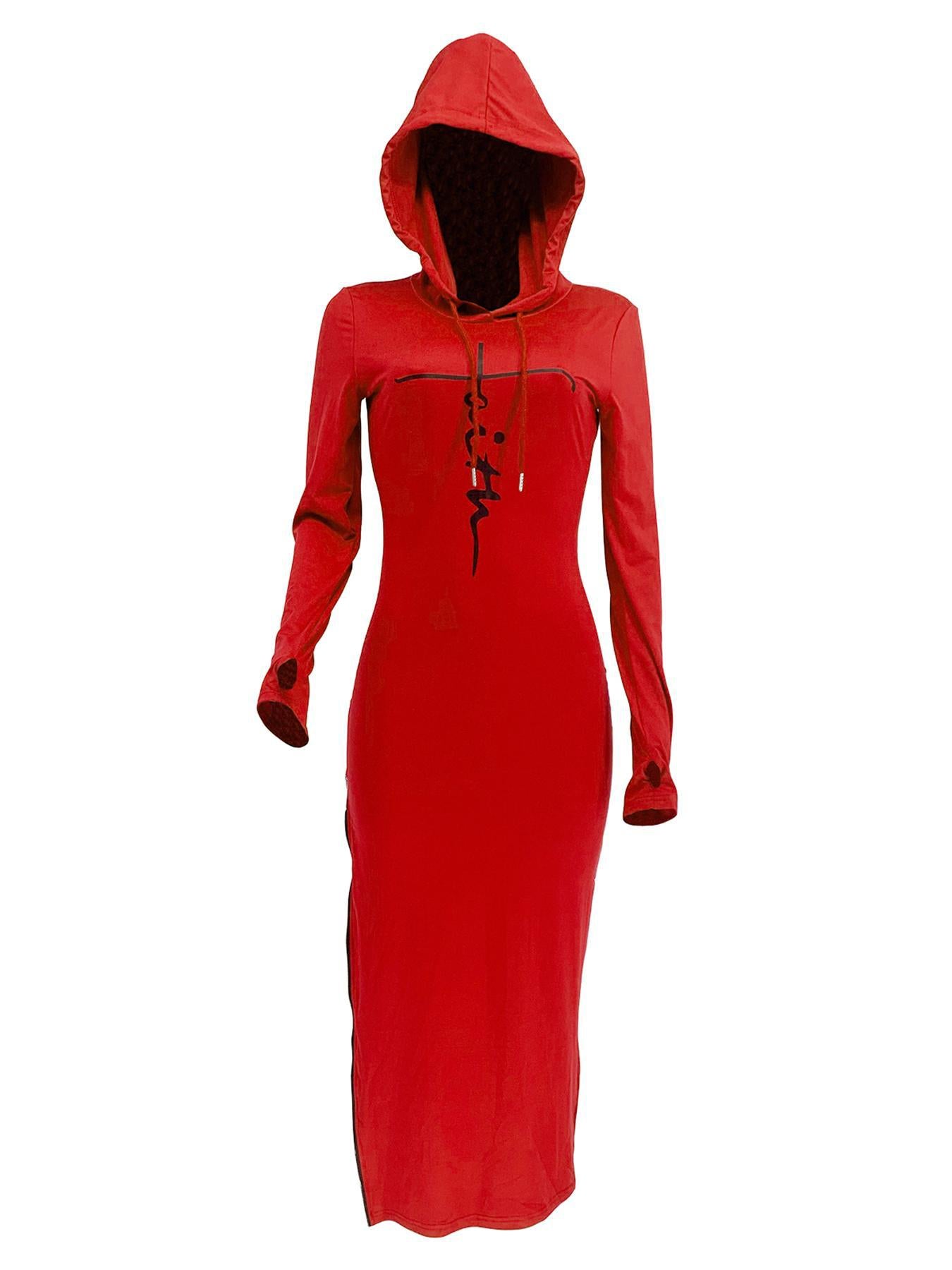 Women Casual Solid Hooded Dress 14
