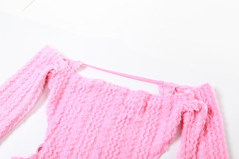 Women Clothing Off Shoulder Sexy Chest Wrap Hollow Backless Slit Dress 14