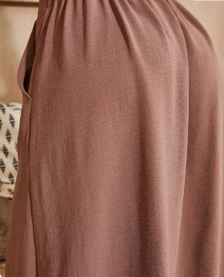 Women Casual Solid Round Neck Top and Skirt Two Piece Set 39