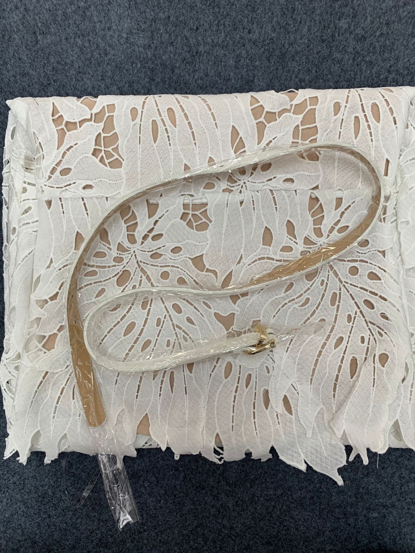 Women knitting sleeveless Strapless Lace white dress 19