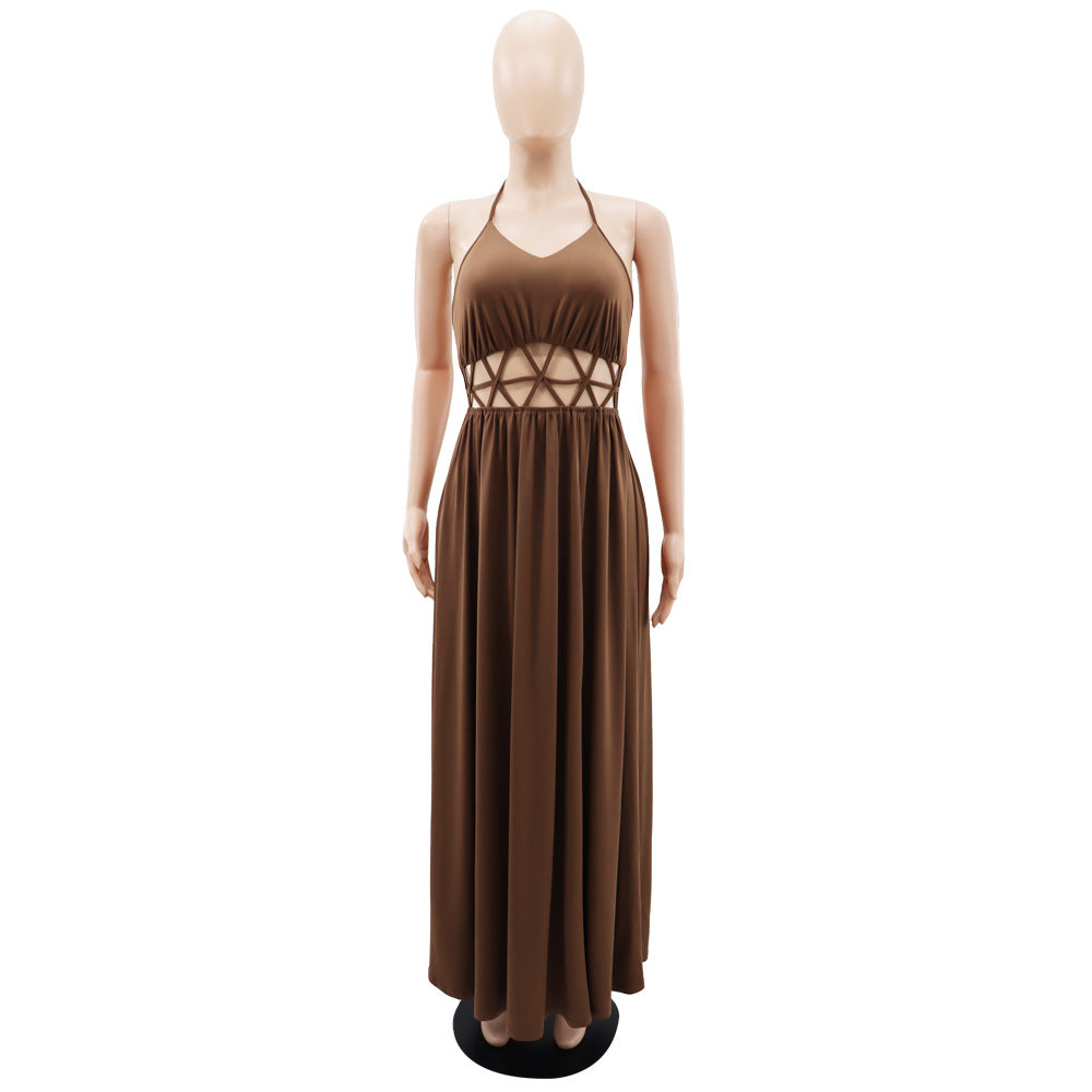 Women Sexy Cutout Backless Tie Casual Slit Dress 14