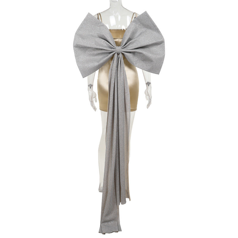 Fashionable Sexy Chic Strap Bow Bodycon Short Dress 8