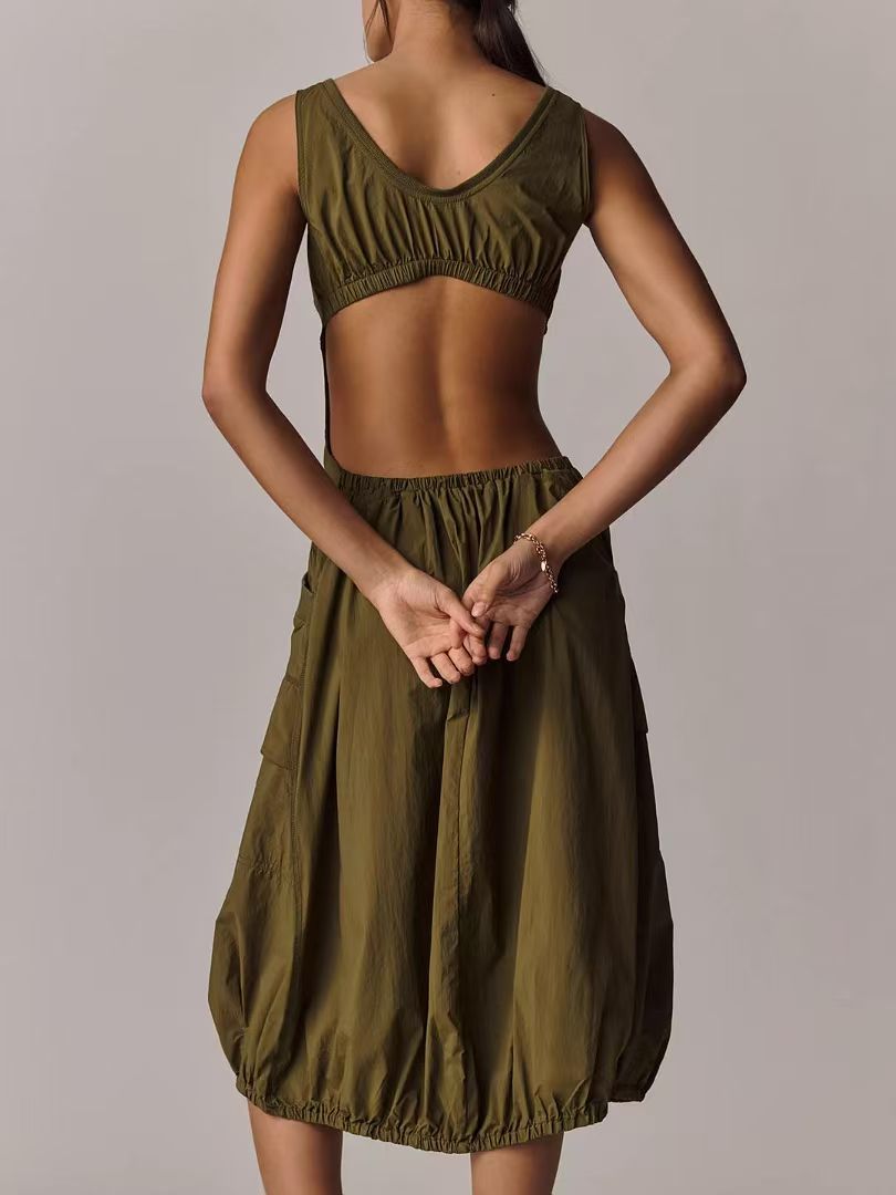 Women Casual Solid Sleeveless Dress 4